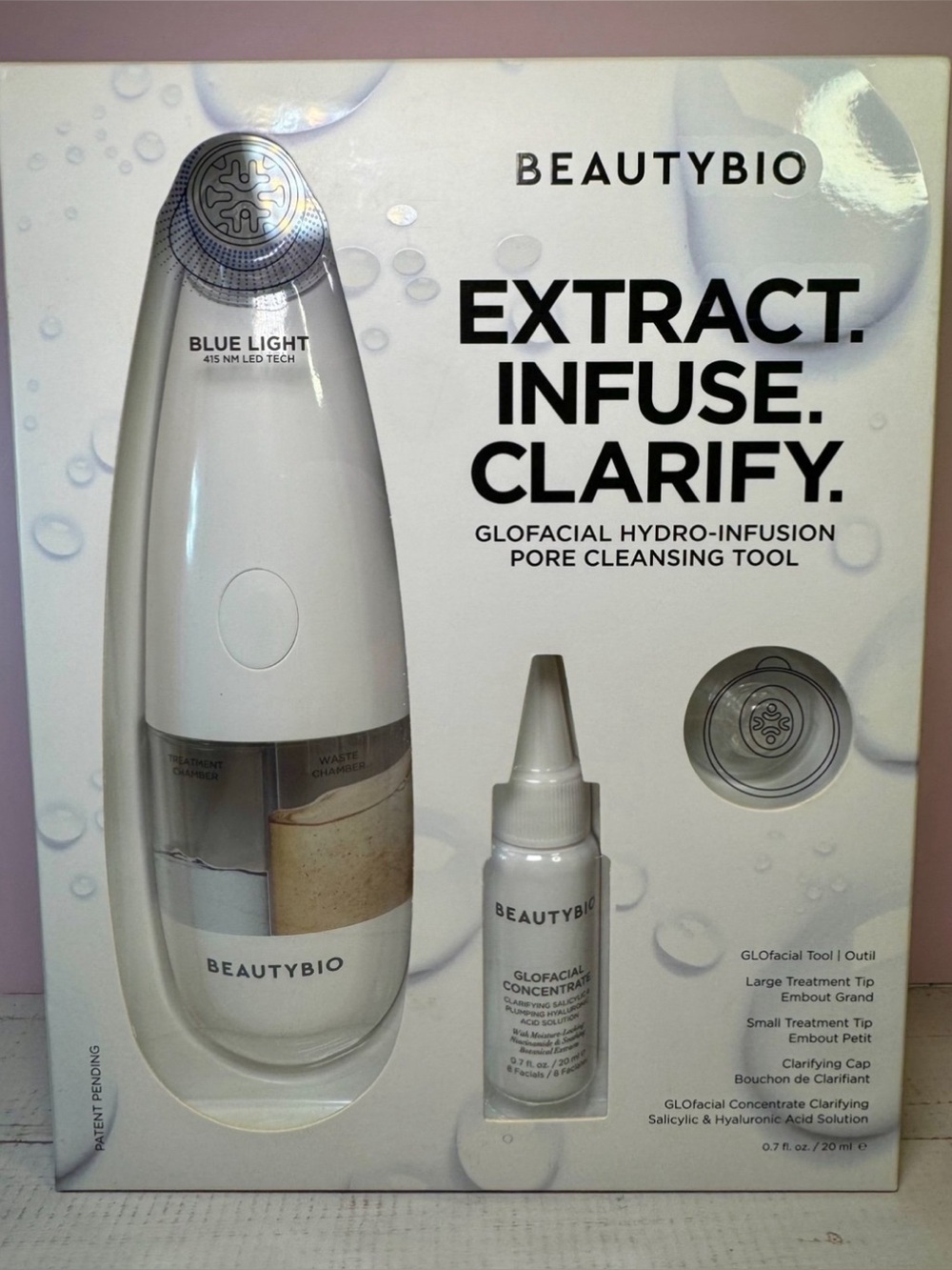 BEAUTYBIO GLOfacial Hydro-Infusion Pore Cleansing + Blue LED Clarifying Tool